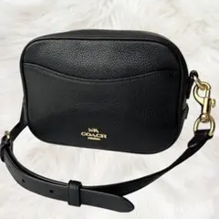コーチ カメラバッグ ショルダーバッグ クロスボディ シボ革 ブラック