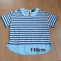 COMME CA ISMストライプ襟付きTシャツ 110cm