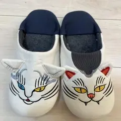 新品 ナタリーレテ 刺繍 スリッパ 黒猫 ルームシューズ 猫 ねこ ネコ 