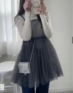 新品未使用 タグ付き グレイル チュールフレアキャミビスチェ グレー