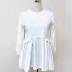 OPAQUE.CLIP 異素材ドッキングワンピ 白 M 春 オフィス