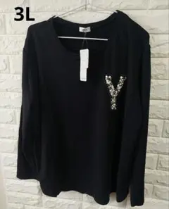 新品タグ付きアズールビジュー付きY字モチーフ長袖Tシャツ