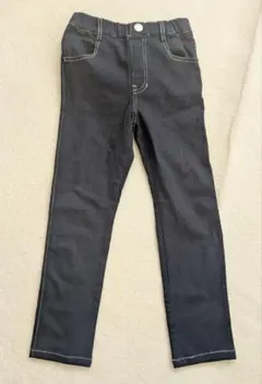 ジーンズ風スリムフィットパンツ（ウサギ刺繍）