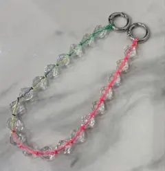 クリアビーズ　スマホストラップ　ハンドメイド