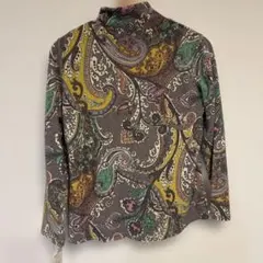 【新品・未使用】ペイズリー柄タートルネックシャツM〜L