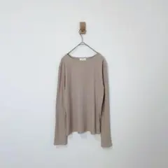 しまむら　tal. by yumi. 袖ボタン付きリブ長袖カットソー　ベージュ