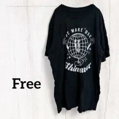 オーバーサイズ 半袖Tシャツ ブラック バックプリント インポート古着