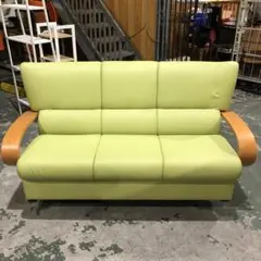 冨士ファニチア　FUJIFUNITURE 3人掛けソファ　黄緑