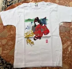 和柄プリント 半袖Tシャツ 白　Lサイズ