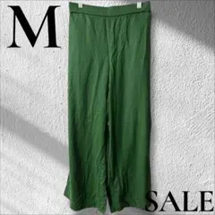 「即日発送」M qoutグリーン ワイドカジュアルパンツ 伸縮性ウエスト