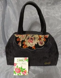 FEILER ★花柄刺繍 メッシュ素材なハンドバッグ 黒