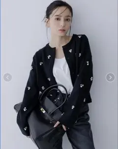 anuans ビジューニットジャケット ブラック