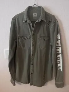 ZARA カーキ　ダメージ　デニム　ジャケット