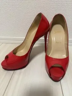 クリスチャンルブタン レッド オープントゥ ハイヒール