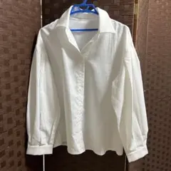 ホワイト 長袖シャツ Sサイズ 100%ポリエステル