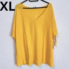 レディース 半袖【XL】マスタードイエロー ゆったり 体型カバー 古着女子 レア