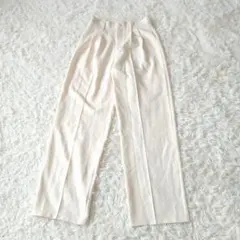 美品nouvellemoi センタープレス ワイドスラックスパンツアイボリーL