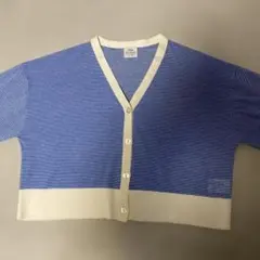 coen 青と白のストライプ カーディガン Lサイズ