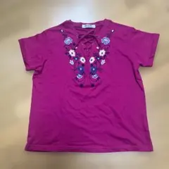 Emsexcite 花柄刺繍 レースアップ 半袖Tシャツのサムネイル