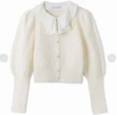 CELFORD フリルカラー付きビジューカーデ