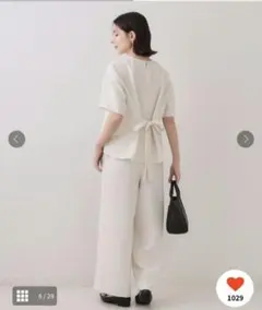 OPAQUE.CLIP ストレッチジャカード2WAYリボントップス