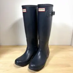 HUNTER ハンター ロング レインブーツ 37 23.5 ネイビー