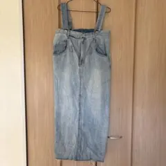 ライトブルー デニムオーバーオールスカート