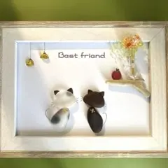 シーグラスアート♥︎２８３　Best friend 猫（プリザーブドフラワー）