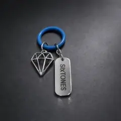 【ハンドメイド】SixTONES風　ダイヤめじるしチャーム　青×シルバータグのサムネイル