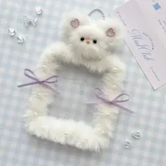 送料無料☆モール人形くまさんトレカケースキーホルダ ホワイト  モールドール