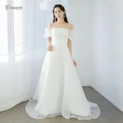 Bsweet ホワイトウェディングドレス オフショルダー