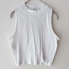 UNIQLO ユニクロ ノースリーブ カットソー リブ ハイネック ホワイト S