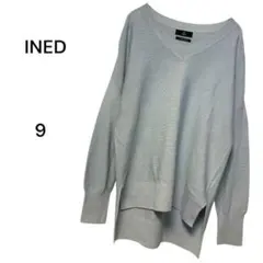 INED イネド　Vネック長袖ニットセーター 9号 　 日本製