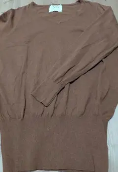 ブラウン 長袖ニットセーター Lサイズ
