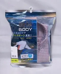 【新品 未開封品】五面体BODY　ワイシャツ　形態安定　長袖　L　ワインチェック