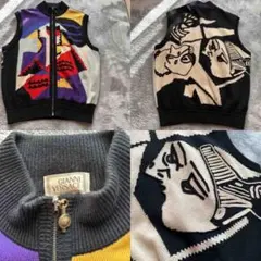 レア　GIANNI VERSACE ピカソ柄　幾何学模様 ベスト