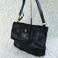 美品 TOD'S ワンショルダー ハラコ レザー ゴールド ブラック 金具のサムネイル