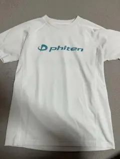 PhitenTシャツ （白、半袖、水色ロゴ）