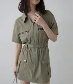 フロントジップミニワンピース