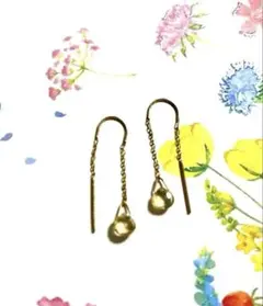 【最終お値下げ】10金　シトリンピアス　K10刻印　揺れる　アメリカン&フック