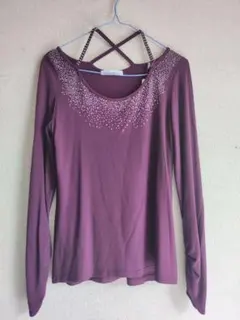 新品未使用★社交ダンス　トップス　紫　パープル　練習着　発表会