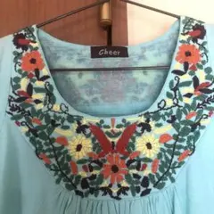 cheer 刺繍付きワンピース　水色のサムネイル