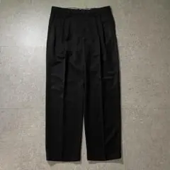 90s オールドSAVANEワイドスラック2タック 極太ブラックW35裾ダブル