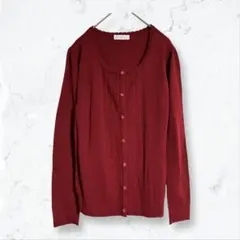 a3031 チャンミール カーディガン 赤 M 丸首 長袖 ニット 羽織 春秋