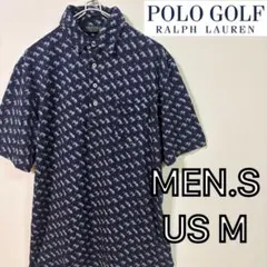 【POLO GOLF】新品　総柄半袖ポロシャツ　ゴルフ　メンズＭ　ネイビー