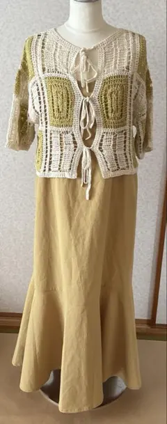 レトロガール　　からし色ワンピース　M