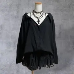 ‪y2k 00s archive平成 ゴシック ダークコア オフショルブラウス