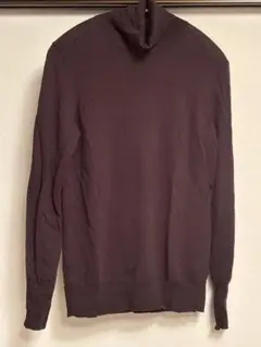 【送料込・美品】UNIQLO ユニクロダークブラウン タートルネックニット 長袖