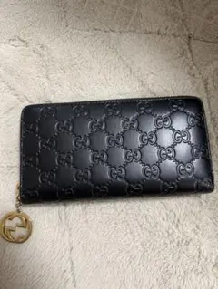 極美品希少GUCCI グッチ シマ メンズビジネ大容量長財布ブラック295830 