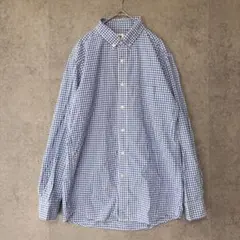 UNIQLOユニクロ チェック柄シャツ 長袖 ブルー L 春 カジュアル